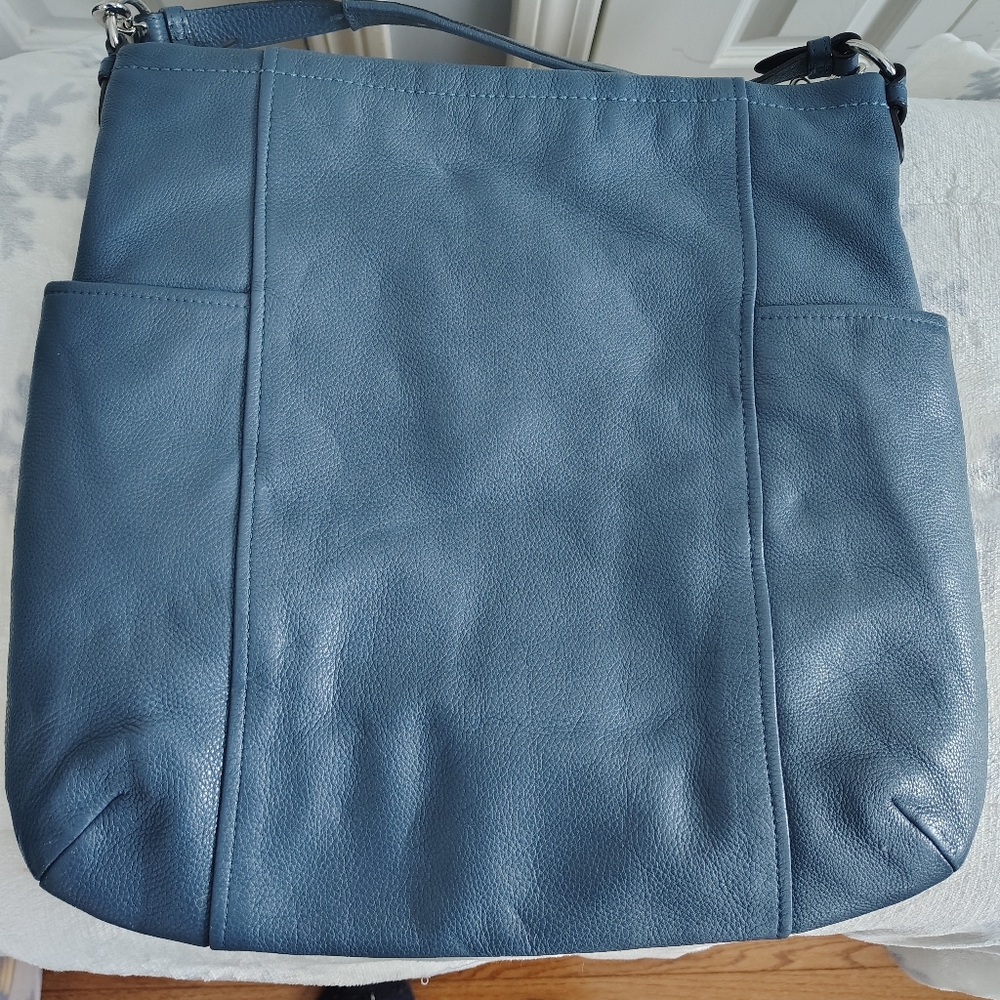 Coach Authentic Blue Leather Shoulder Bag With Crossbody Strap - Picture 9 of 12